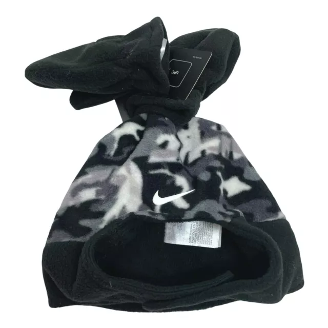 Nike Fleece Trapper Hat Mittens Set Toddler Black White Gray Camo Winter New NWT