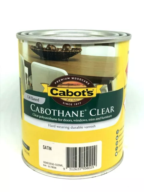 Polyurethane Varnish 500ml SATIN Cabots CABOTHANE CLEAR Oil Based