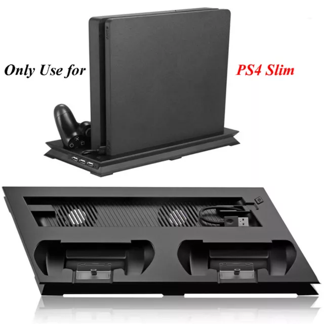 For PS4 Slim Vertical Stand with Cooler Cooling Fan Controller Charging Dock