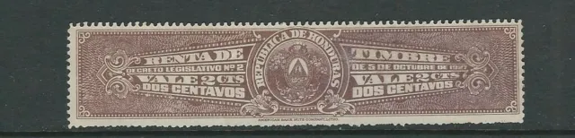 Honduras 1927 Bollo, Renta De Timbre 2c Marrone Leggere Descr.