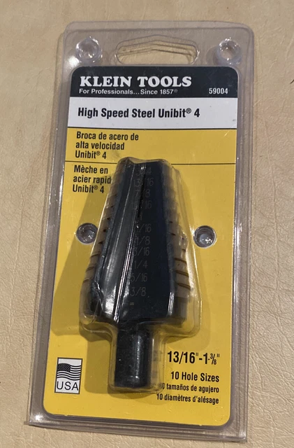 Klein Tools 59004 Step Drill Bit #4 10 Hole Sizes: 3/4” - 1-3/8”