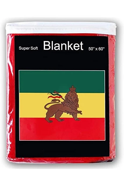 Super Soft Ethiopian Flag, Rasta Lion Of Judah, Fleece Throw Blanket 50"X 60"