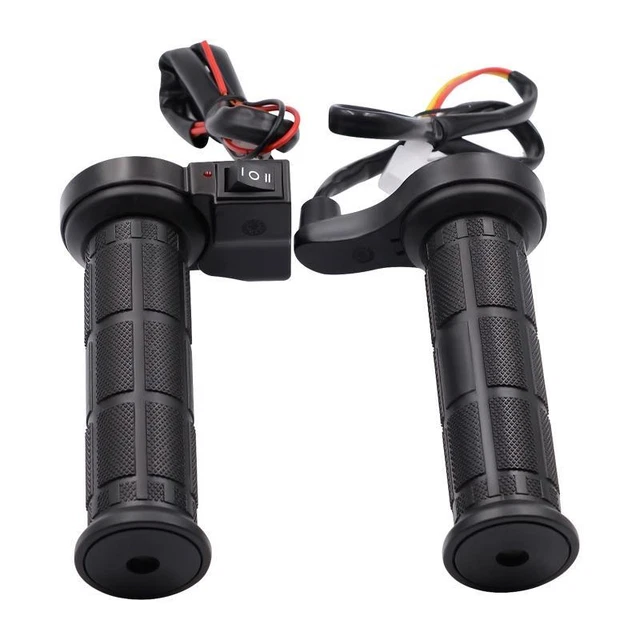 Heated Hand Grips Electric Hot Warm Handlebar Motorcycle ATV Temperature Adjust