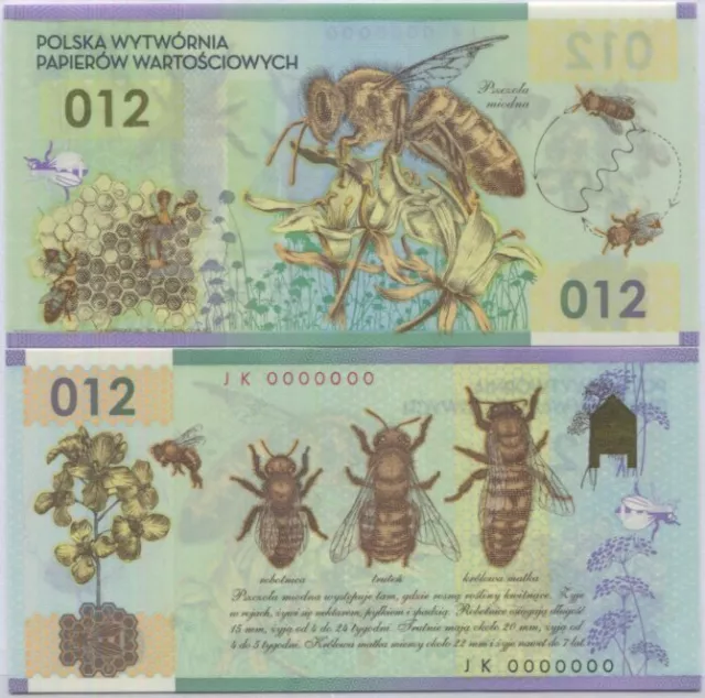 Test Note Poland PWPW 012 Units ND 2012 polymer UNC