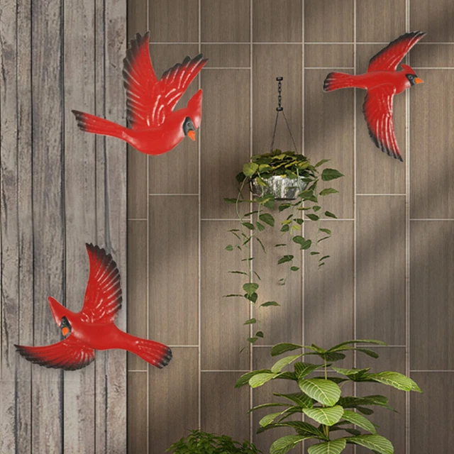 3 Pcs Bird wall decoration Birds Flying Decor Metal Wall Art Hanging Scl