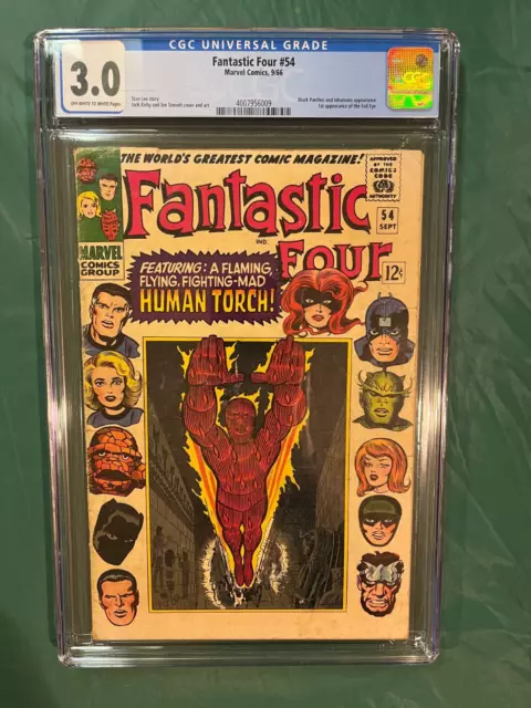 Fantastic Four #54 CGC 3.0 1966 3rd Black panther 1st Evil Eye Key Stan Lee!!