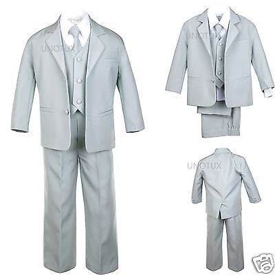 5pc Infant Toddler Kid Teen Formal Party Recital Tuxedo Boy Suit Gray sz S-20