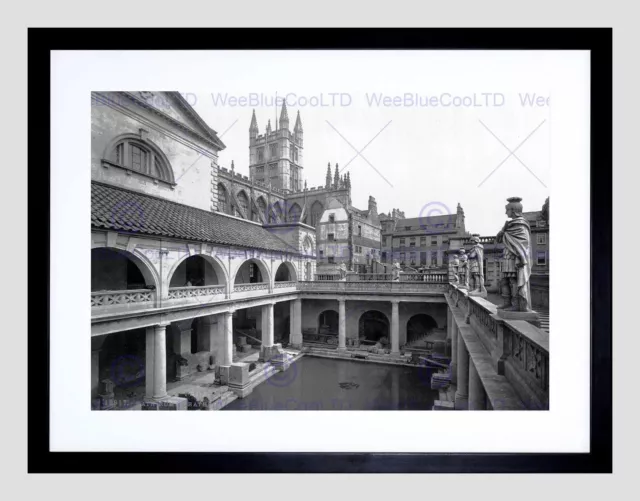 85782 BATH ROMAN BATHS AND ABBEY IV ENGLAND OLD BW Decor Wall Print Poster