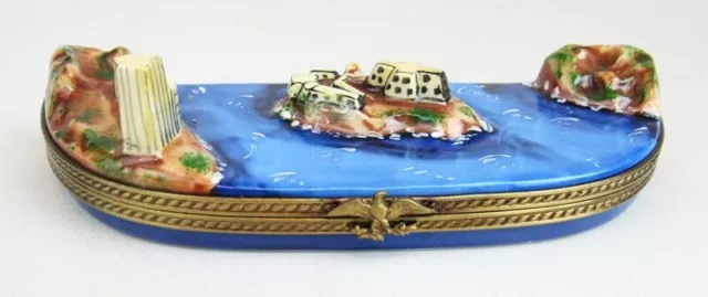 RARE Limoges France Hand Painted Alcatraz Island with Prison Keys Trinket Box