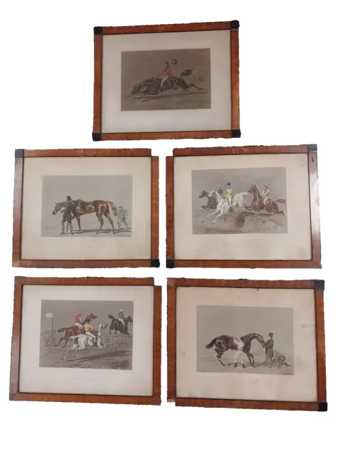 Set of 5 Framed Mid 19th Century Equestrian Lithographic prints by J.F. Herring