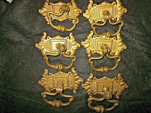 ANTIQUE VICTORIAN HEAVY BRASS DRAW PULLS ENGLISH,.1880 cc.