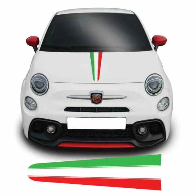 Italian Flag Bonnet Stripe For Fiat 500 595 Abarth Vinyl Decal Sticker Graphic