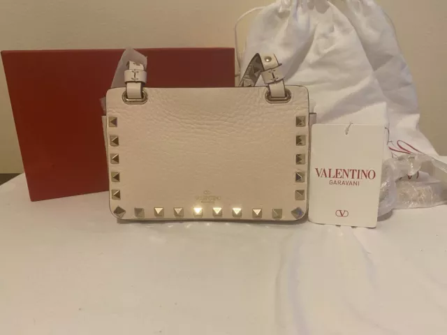 Valentino Garavani White Rockstud Smartphone Leather Crossbody Bag