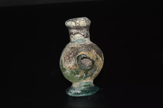 Ancient Roman Glass Lamp Vessel with Yellow Patina Circa 1st - 3rd Century 2