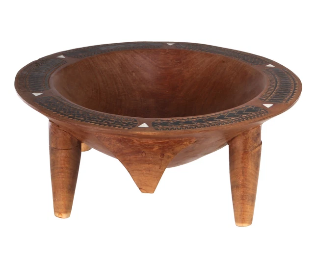 20th C. Polynesian Lacquered Wood Display Bowl
