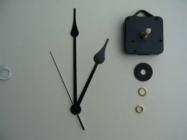 High Torque Clock Movement   Long Spindle 6 Inch Black French Spade Hands