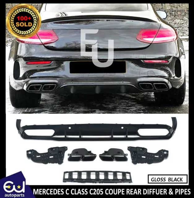 For Mercedes C Class A205 C205 Coupe Amg C63 S Style Rear Diffuser & Tail Pipe