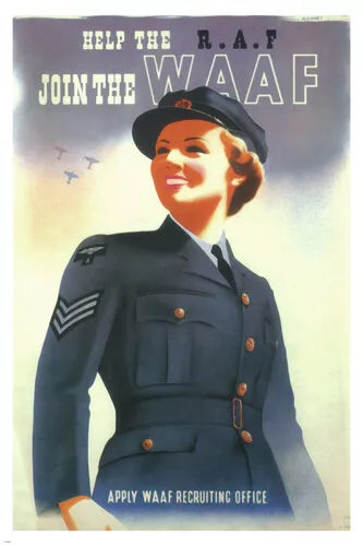 Help the RAF Join the WAAF VINTAGE POSTER United Kingdom 20x30 Patriotic