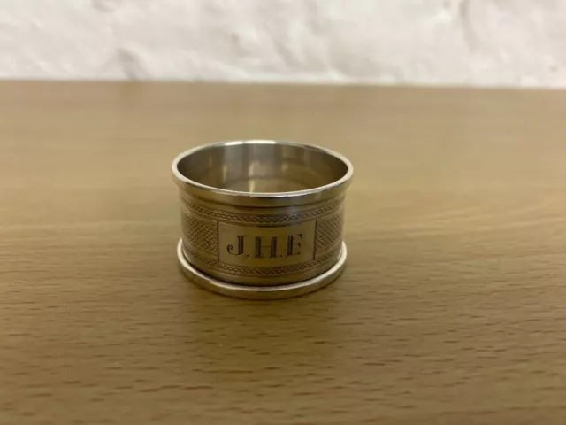 Silver Engine Turned Napkin Ring Inscribed JHF Birmingham 1965