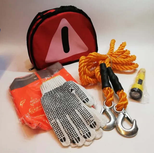 ALL RIDE Car Emergency Kit -Tow Rope -Hi Vis Jacket -Safety Kit **NEW**