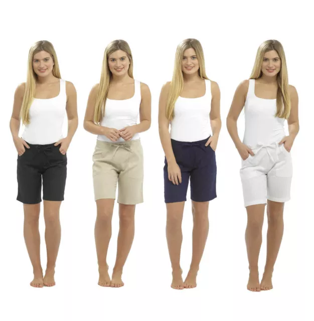 Women's Ladies Linen Summer Casual Shorts UK Size 10 12 14 16 18