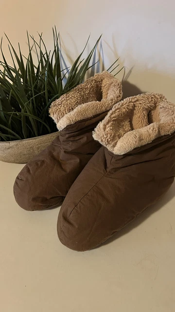 NEW RESTORATION HARDWARE Down Filled Plush Foot Duvets Slippers Small Garnet Red 38.49 PicClick