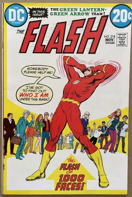 The Flash #218, VF+,  Neal Adams Green Lantern/Green Arrow, Bronze Age DC, 1972
