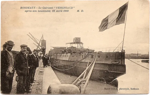 BORDEAUX (33) - Le cuirassé "VERGNIAUD" après son lancement 1910