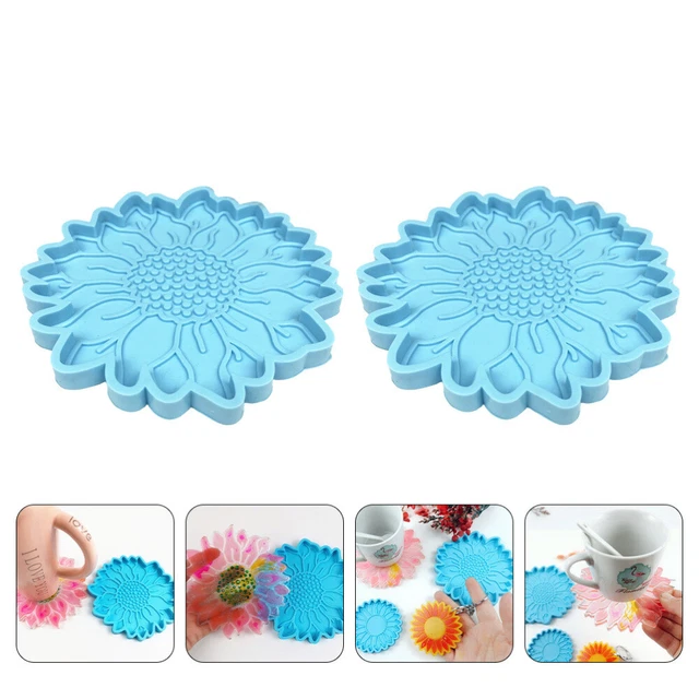 2 Pcs Coaster Silicone Mold Silica Gel DIY Crystal Epoxy Resin Molds Silcone