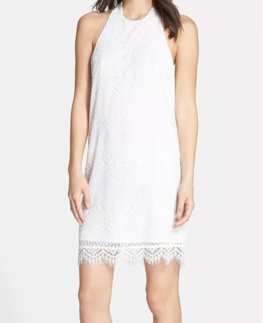 BB Dakota Womens 'Jeanne' Floral Lace Halter Shift Dress White Size Medium