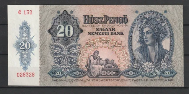 HONGRIE Hungary - Billet de 20 Pengö du 15:01/1941 - P. N° 109  NEUF