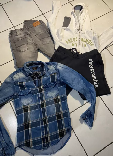 Lot Garcon 14 Ans Jean Gris Et Chemise Zara Short&Veste Sweater Abercrombie