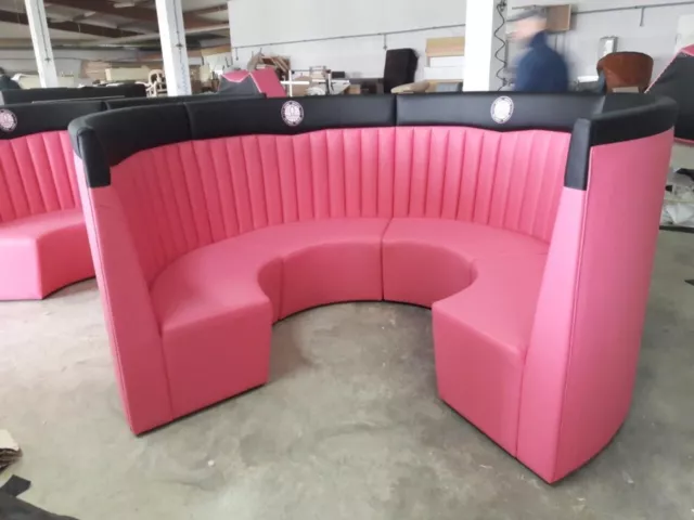 Rouded fixed bench seating, sofas, bespoke furniture, high quality restaurant