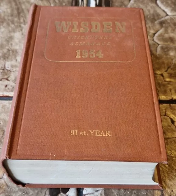 1954 Wisden 91st Ed Cricketers' Almanack Hardcover - VG