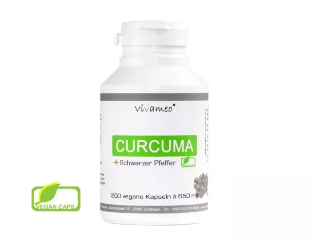 vivameo 200 Curcuma gélules + Noir poivre à 650 MG 130 g Curcuma Curcumine