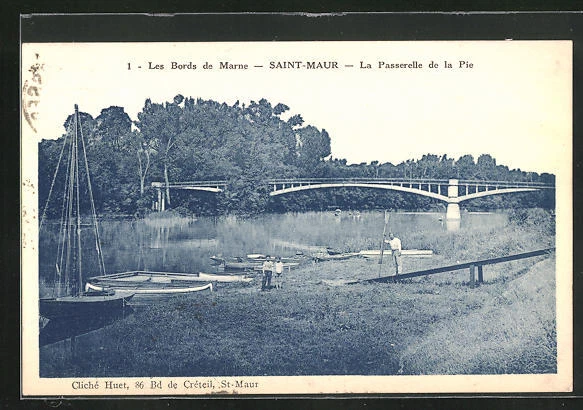 CPA Saint-Maur, La Passerelle de la Pie, Les Bords de Marne 1933