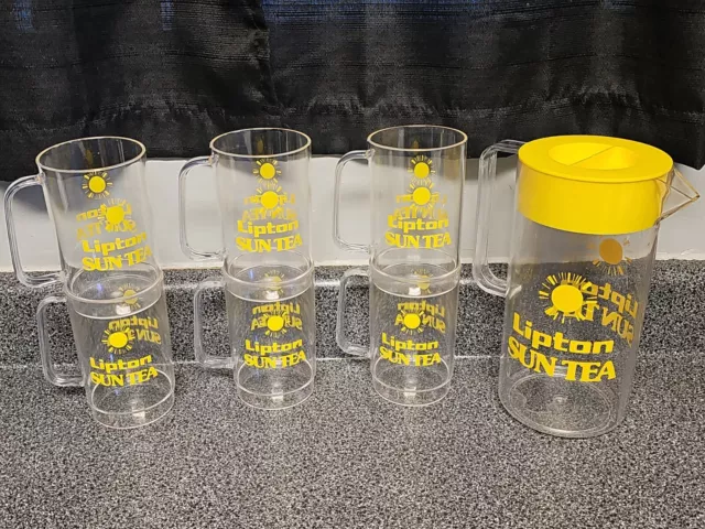 1980's Lipton Ice Tea Glasses Set of Six 
