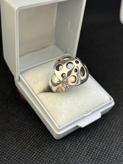 Bague Ancienne Anneau Large En Argent Massif 925 - Taille 57 - Bon état D'usage