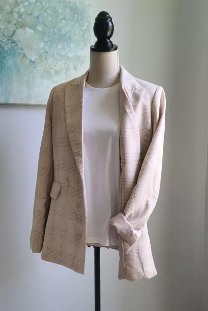 HOUSE OF HARLOW 1960 Double Breasted Blazer Women's Size S NWT Beige