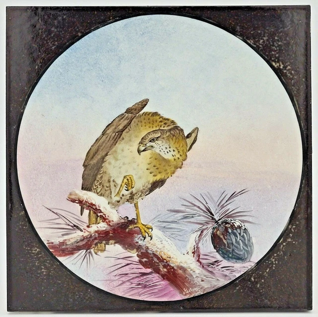 Minton Hollins & Co Hand Painted Falcon Tile 8"