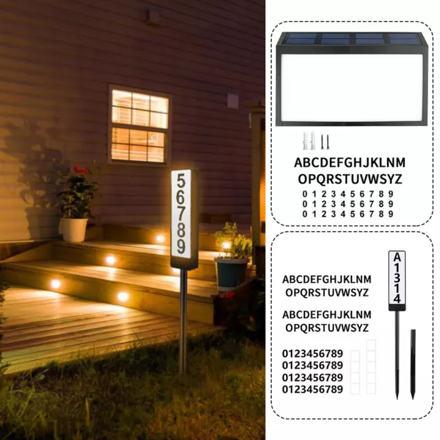 Outdoor Home House Number Wall Mounted LED Light Yard Solar Address Sign Garden