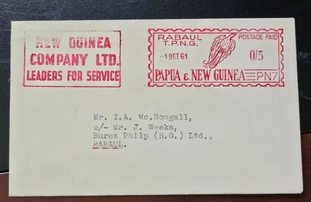 1961 Papua New Guinea Domestic Meter Mail Cover To Rabaul