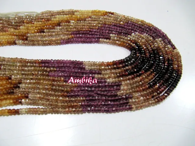 Natural Tundra Sapphire Multi Color Rondelle Faceted Beads 3mm Strand 15 inches