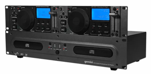 Gemini CDX-2250i Pro DJ Dual Two Deck Rack Mount CD/MP3 USB Media Player 2