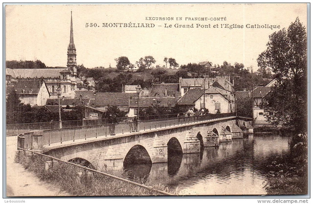 25 MONTBELIARD - Le grand pont et l'eglise catholique
