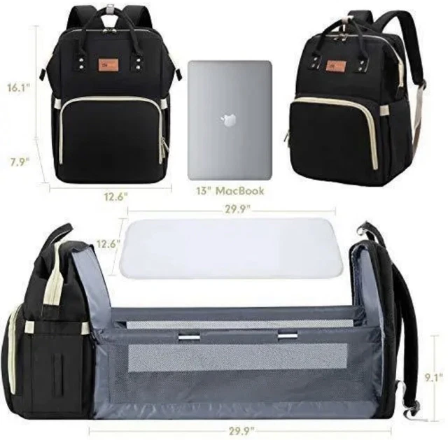 Great Deal  Baby Diaper Bag Backpack with Bassinet Changing Station black 9