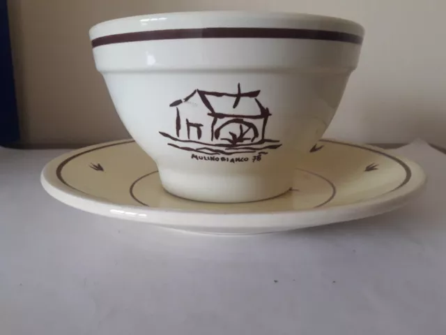 Mulino bianco tazza ciotola latte 1978 con piatto colazione in buone condizioni