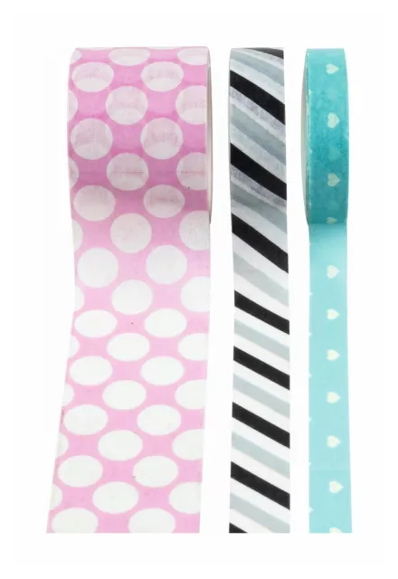 STYLEX Deko-Klebeband 3 Rollen verschiedene Größen Washi Tape 43000 Masking Band