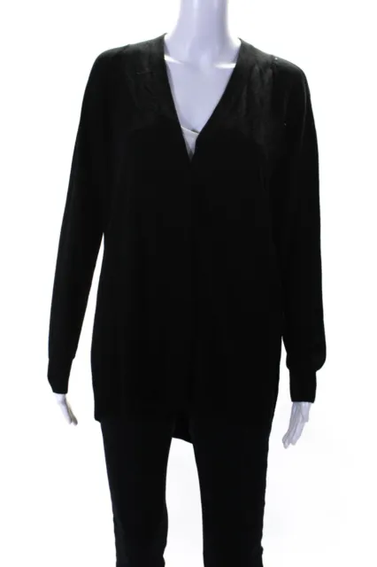 Alexander Wang Womens Button Front V Neck Cardigan Sweater Black Wool Medium