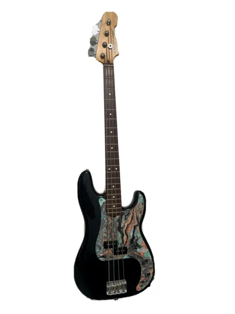 Fender Precision Bass 4-String Electric Guitar - Black With CUSTOM PICKGUARD ART
